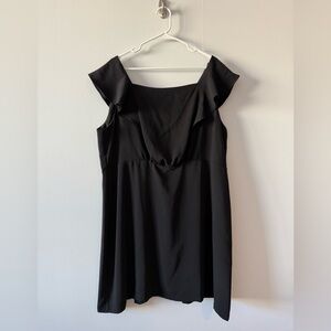 LOFT Black Ruffle Shift Dress